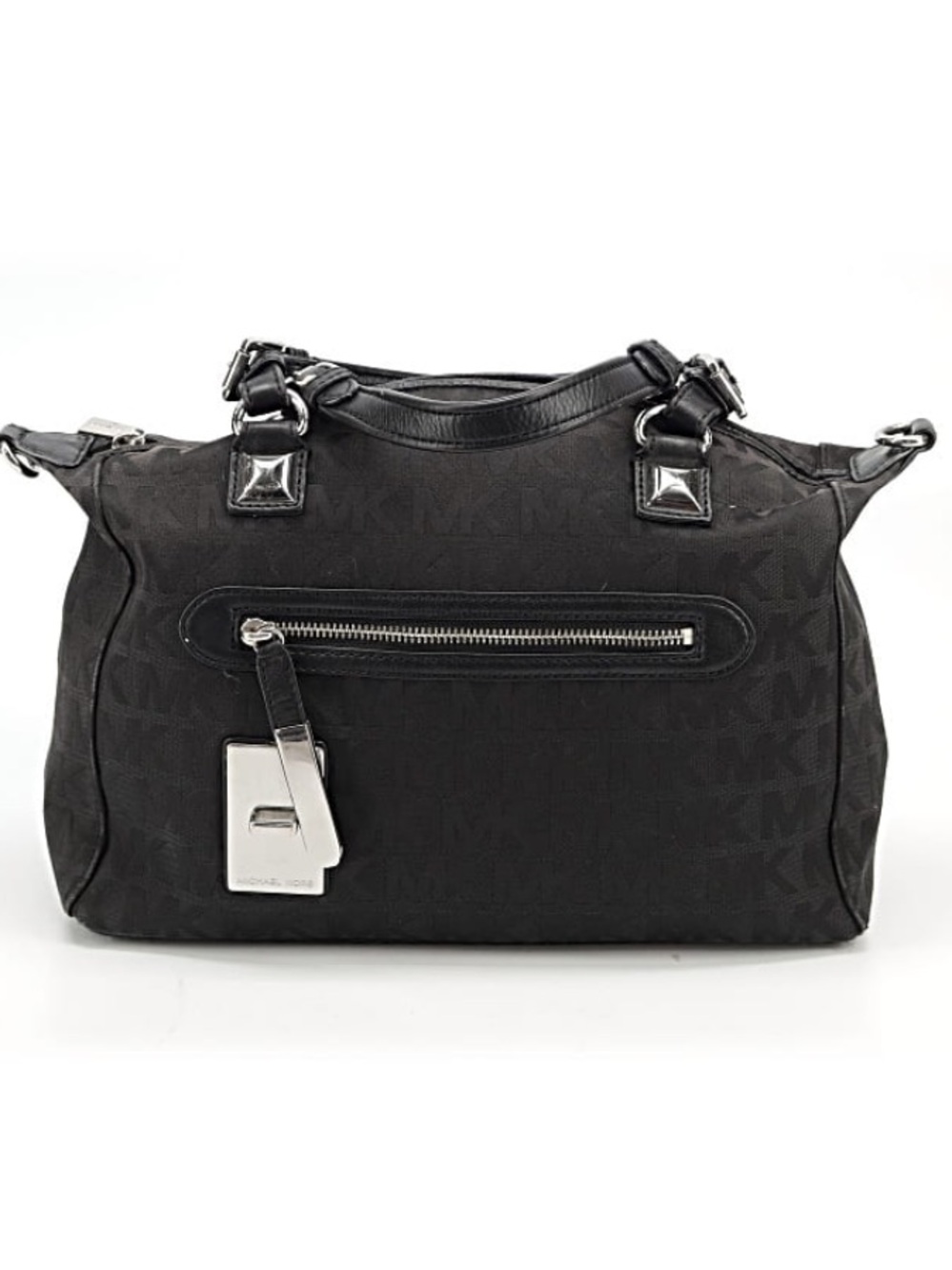 Michael Kors Black Greyson MK Logo Duffel with Silver Hardware